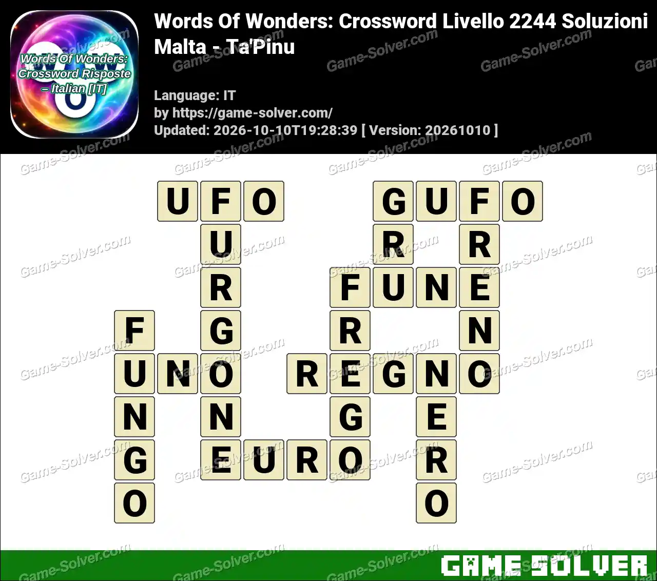 Words Of Wonders: Crossword Livello 2244 Soluzioni – Malta – Ta’Pinu